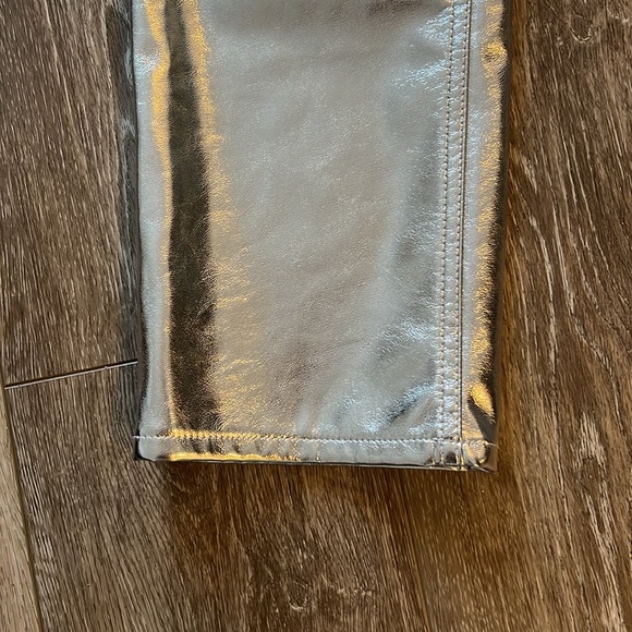 GAP Silver Faux Leather Pants Cheeky Straight High Rise Size 27| 4s - Picture 6 of 10
